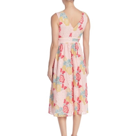 NSR Pink Lace Floral Print Knee Length Cocktail Dress - Picture 4 of 7